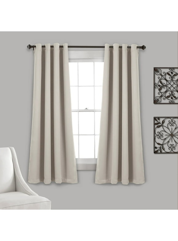 Lush Decor Insulated Grommet Solid Color Blackout Room Darkening Window Curtain Panel, Wheat, 63"L x 52"W, Set of 2