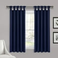 thumbnail image 1 of Lush Decor Insulated Knotted Tap Blackout 63" x 52" Solid Navy 100% Polyester Knotted Tab Top Pair Window Panel, 1 of 11