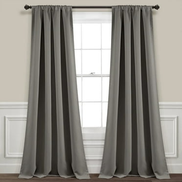 Lush Decor Insulated Rod Pocket Blackout Window Curtain Panels Dark Gray 52X84 Set