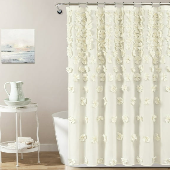 Lush Decor Ivory Riley Textured Shower Curtain, 72" x 72"