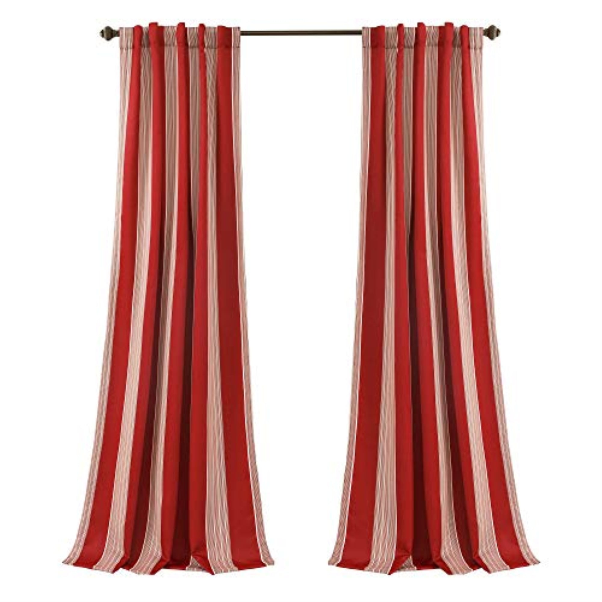 Lush Decor Julia Stripe Room Darkening Window Curtain Panel Pair, 84" x