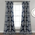 thumbnail image 1 of Lush Decor Karmen Medallion Room Darkening 84" x 52" Medallion Navy 3" Back Tab Rod Pocket 2-Pc Set Window Panel, 1 of 4