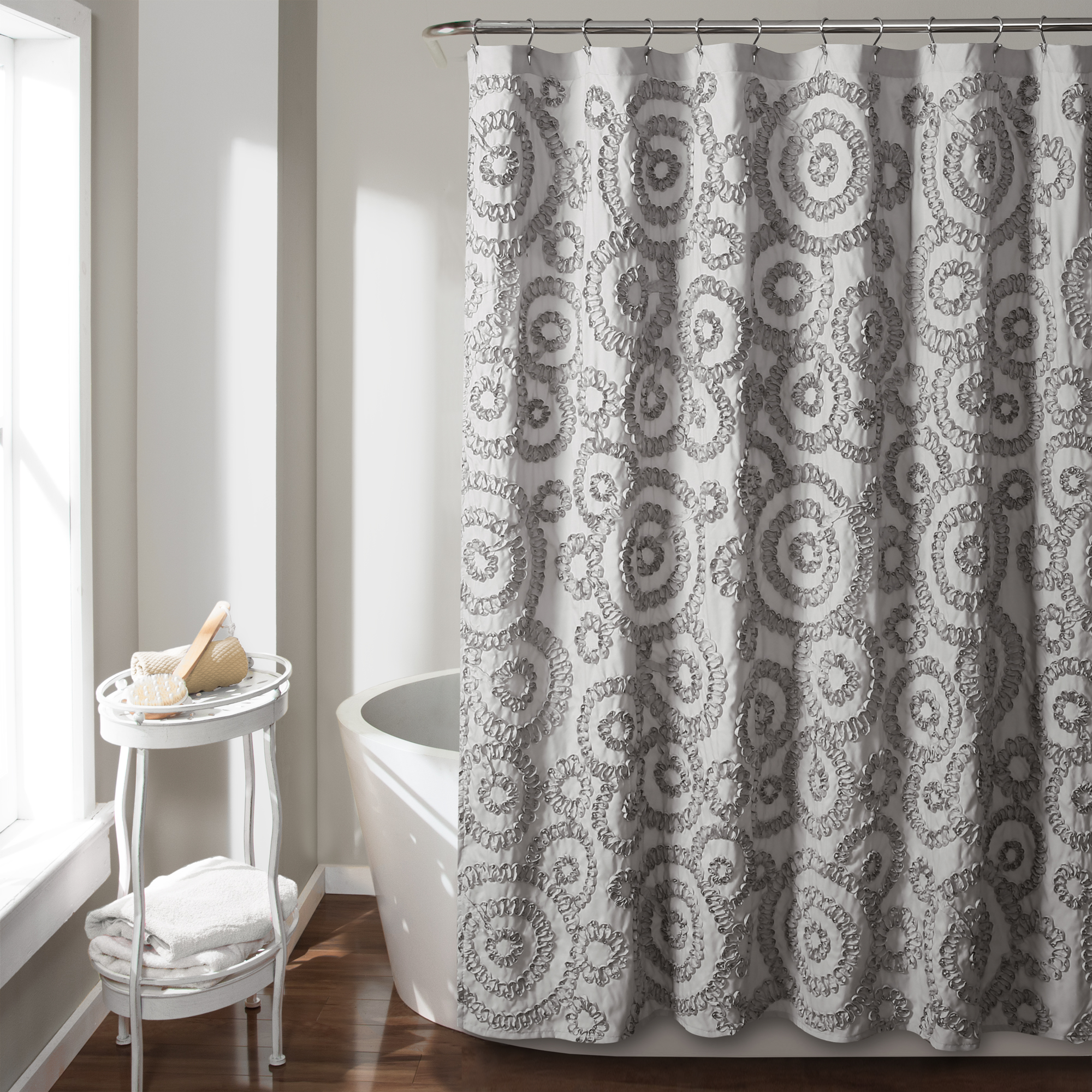Lush Decor Keila Shower Shower Curtain Gray Single 54x78
