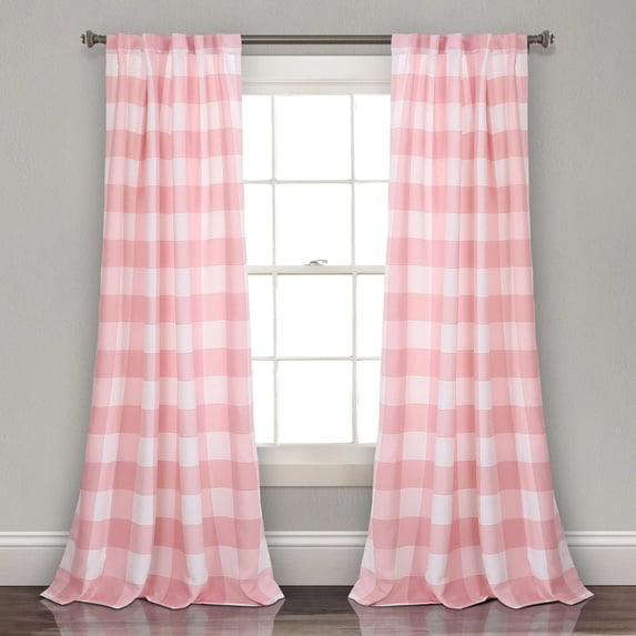 Lush Decor Kelly Checker Room Darkening 84" x 52" Checker Pink 3" Back Tab Rod Pocket 2-Pc Set Window Panel