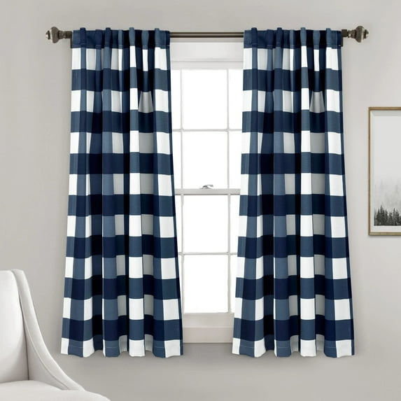 Lush Decor Kelly Checker Room Darkening Curtain Panel Pair