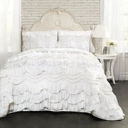 Lush Decor Kemmy Textured Quilt, Full/Queen, White, 3-Pc Set