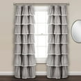 thumbnail image 1 of Lush Decor Lace Ruffle Ruffle with Lace 84" x 52" Textured Gray 100% Polyester 3" Rod Pocket Single Window Panel, 1 of 11
