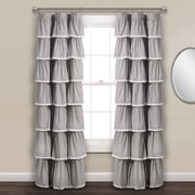 Lush Decor Lace Ruffle Ruffle with Lace 84" x 52" Textured Gray 100% Polyester 3" Rod Pocket Single Window Panel