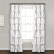 Lush Decor Lace Ruffle Ruffle with Lace 84 x 52 Textured White 3 Rod Pocket Single Window Panel