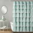 thumbnail image 1 of Lush Decor Lace Ruffle Textured Shower Curtain, 72x72, Blue, Single, 1 of 11