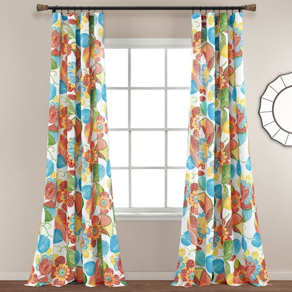 Lush Decor Layla Window Panels - Orange/Blue - 84 x 52
