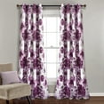 thumbnail image 1 of Lush Decor Leah Classic Floral Print Room Darkening Metal Grommets Window Curtain Panel, Gray/Purple, 95"L x 52"W, Single Panel, 1 of 11