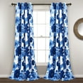 thumbnail image 1 of Lush Decor Leah Classic Floral Print Room Darkening Metal Grommets Window Curtain Panel, Navy/White, 95"L x 52"W, Set of 2, 1 of 11