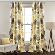 Lush Decor Leah Floral Drapes, Light Filtering Window Curtain Set with Grommets, Large Flower Print - 2 Panels, 52 W x