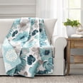 thumbnail image 1 of Lush Decor Leah Floral Reversible Throw, 60x50, Blue, Single, 1 of 11