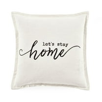 Lush Decor Let's Stay Home Script Decorative Pillow Cover White Single 20x20