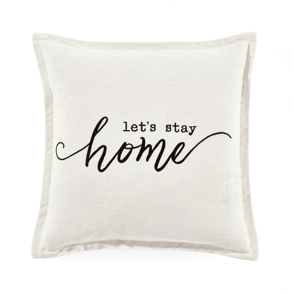 Lush Decor Let's Stay Home Script Decorative Pillow Cover White Single 20x20