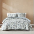 thumbnail image 1 of Lush Decor Lillian Block Print Reversible Comforter 3 Piece Set King/ Cal King Blue & Sage - Floral Bedding Set - Blue Comforter - Vintage Decor, 1 of 10