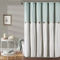 thumbnail image 1 of Lush Decor Linen Button Color Block Cotton Blend Shower Curtain, Blue / White - 72 in x 72 in, 1 of 10