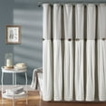 thumbnail image 1 of Lush Decor Linen Button Contemporary Gray Colorblock Color Blocking Cotton Blend Shower Curtain, 72" x 0.01", 1 of 11