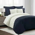 thumbnail image 1 of Lush Decor Linen Button Cotton Blend Comforter Navy 5Pc Set Full/Queen, 1 of 10
