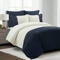 thumbnail image 1 of Lush Decor Linen Button Cotton Blend Comforter Navy 5Pc Set King, 1 of 10