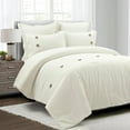 thumbnail image 1 of Lush Decor Linen Button Cotton Blend Comforter Off White 5Pc Set King, 1 of 9