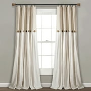 Lush Decor Linen Button Farmhouse Chic Solid Color Cotton Blend 3" Rod Pocket Light Filtering Window Curtain For Living Room and Bedroom, Linen, 84"L x 40"W, Single Panel