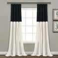 thumbnail image 1 of Lush Decor Linen Button Farmhouse Chic Solid Color Cotton Blend 3" Rod Pocket Light Filtering Window Curtain For Living Room and Bedroom, Black/White, 84"L x 40"W, Single Panel, 1 of 12