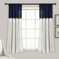thumbnail image 1 of Lush Decor Linen Button Farmhouse Chic Solid Color Cotton Blend 3" Rod Pocket Light Filtering Window Curtain For Living Room and Bedroom, Navy/White, 63"L x 40"W, Single Panel, 1 of 12