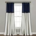 thumbnail image 1 of Lush Decor Linen Button Farmhouse Chic Solid Color Cotton Blend 3" Rod Pocket Light Filtering Window Curtain For Living Room and Bedroom, Navy/White, 95"L x 40"W, Single Panel, 1 of 12