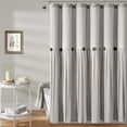 thumbnail image 1 of Lush Decor Linen Button Farmhouse Chic Solid Color with Pleats and Button Embellishments Cotton Blend Shower Curtain, Gray, 72"L x 72"W, Single, 1 of 11
