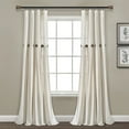 thumbnail image 1 of Lush Decor Linen Button Farmhouse Curtains, Single Panel, Pleated Two Tone Design 40"W x 108"L, Off-White, 1 of 11