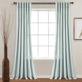 thumbnail image 1 of Lush Decor Linen Button Pinched Pleat Button 84" x 40" Solid Blue Cotton Blend 3" Back Tab Rod Pocket Single Window Panel, 1 of 11