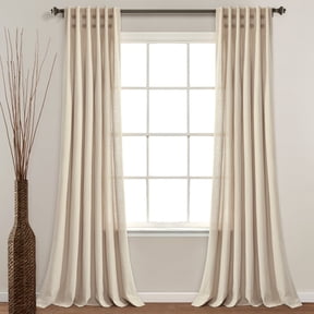 Lush Decor Linen Button Pinched Pleat Button 84" x 40" Solid Dark Linen Cotton Blend 3" Back Tab Rod Pocket Single Window Panel