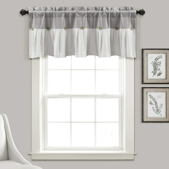 Lush Decor Linen Button Valance - Gray White