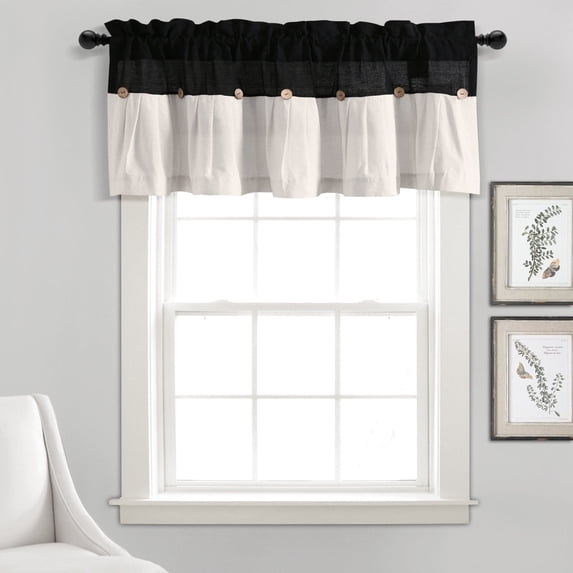 Lush Decor Linen Button Valance - Gray White