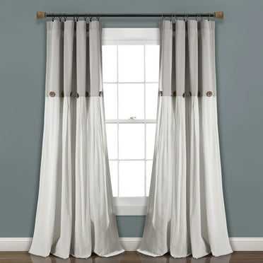 Lush Decor Linen Button Window Panel - Black/White - Single - 108 x 40