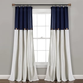 Lush Decor Linen Button Window Panel - Black/White - Single - 108 x 40