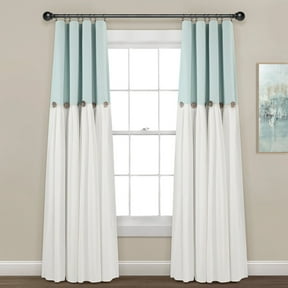 Lush Decor Linen Button Window Panel Blackout - Blue/White-Single-84 x 40