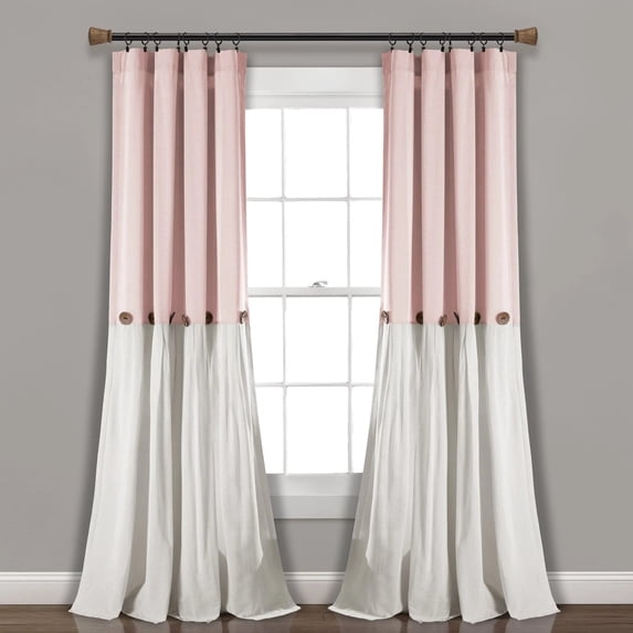 Lush Decor Linen Button Window Panel - Blue/White - Single - 84 x 40