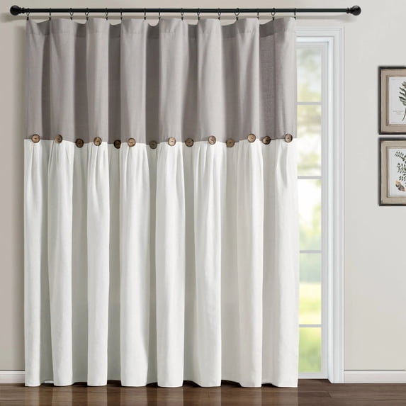 Lush Decor Linen Button Window Panel - Blue/White - Single - 84 x 40