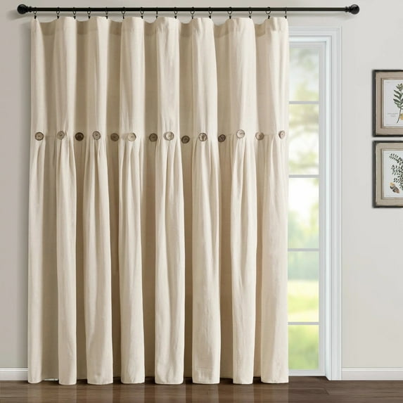 Lush Decor Linen Button Window Panel - Blue/White - Single - 84 x 40