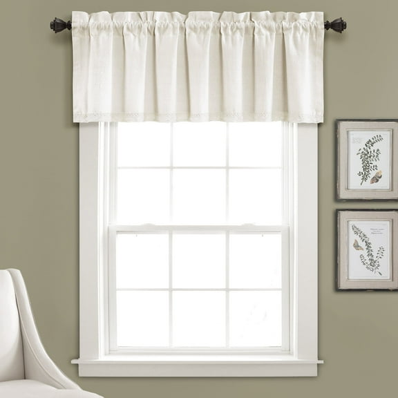 Lush Decor Linen Lace Lace 18" x 52" + 2" Header Lace Light Linen Cotton Blend 3" Rod Pocket Single Valance
