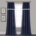 thumbnail image 1 of Lush Decor Linen Lace Lace 84" x 38" Lace Navy Cotton Blend 3" Rod Pocket Pair Window Panel, 1 of 7