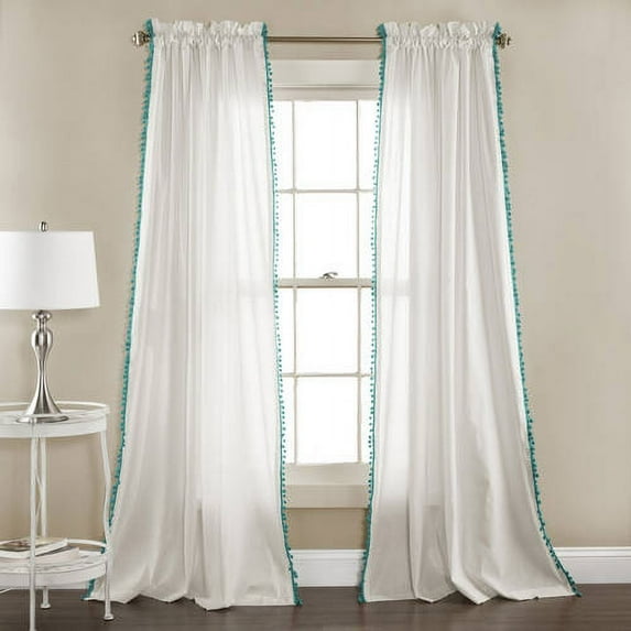 Lush Decor Linen Pom Pom Window Curtain Set