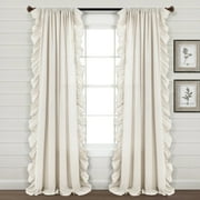 Lush Decor Cotton Faux Linen Ruffle Window Panel, Light Gray, Single, 84 x 54