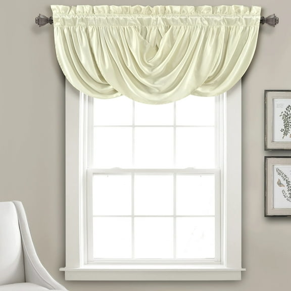 Lush Decor Lucia 18" x 42" Solid Ivory 3" Rod Pocket Single Valance