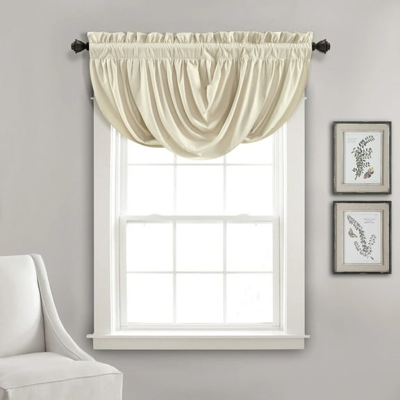 Lush Decor Lucia 18" x 42" Solid Neutral 3" Rod Pocket Single Valance