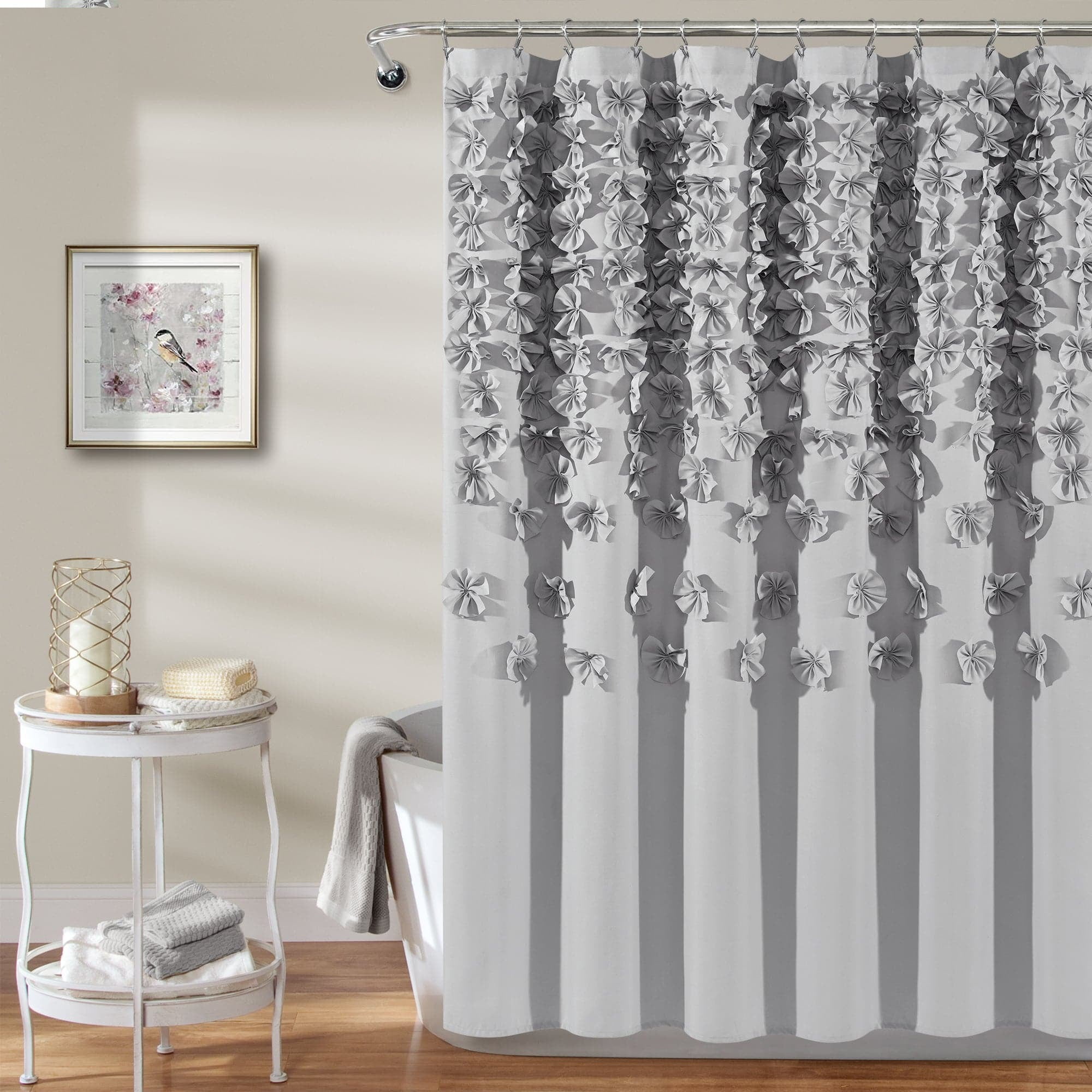 Lush Decor Lucia Textured Shower Curtain, 72x72, Light Gray, Single
